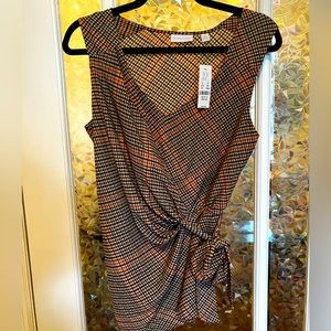 NWT New York & Co autumn plaid blouse M